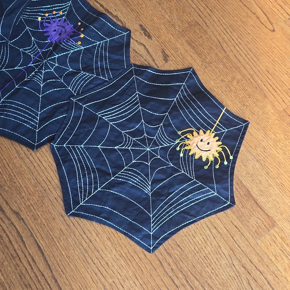 Halloween Themed Black Spider Web Table Runner
